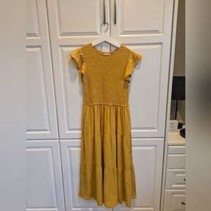 Merokeety Yellow midi dress with pockets